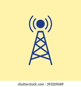 Blue Colored Network Tower Icon on Light Orange Background. Eps-10.