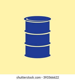 Blue Colored Oil Drum Icon on Light Orange Background. Eps-10.