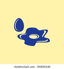 Blue Colored Omelet Icon on Light Orange Background. Eps-10.