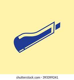 Blue Colored Paper Cutter Icon on Light Orange Background. Eps-10.
