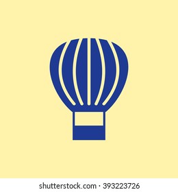 Blue Colored Parachute, Hot Air Balloon Icon on Light Orange Background. Eps-10.