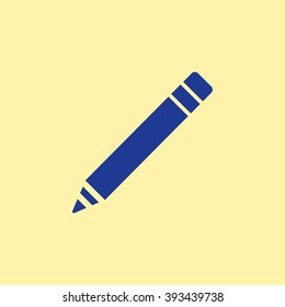 Blue Colored Pencil or Write Icon on Light Orange Background. Eps-10.