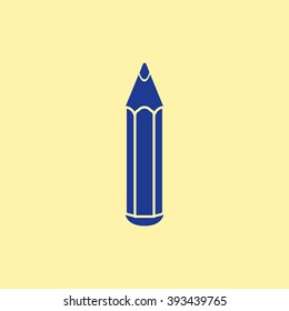Blue Colored Pencil or Write Icon on Light Orange Background. Eps-10.