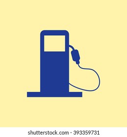 Blue Colored Petrol Pump Icon on Light Orange Background. Eps-10.