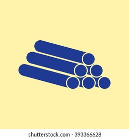 Blue Colored Pipe Icon on Light Orange Background. Eps-10.