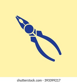 Blue Colored Pliers Icon on Light Orange Background. Eps-10.