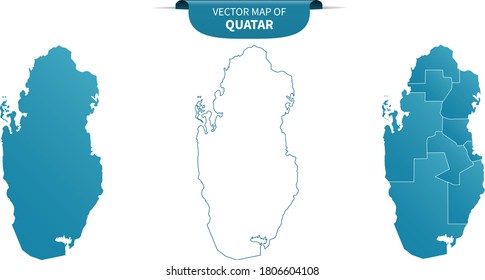 blaue farbige politische Karten von Quatar einzeln auf weißem Hintergrund	
