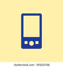 Blue Colored Portable Media Player Icon on Light Orange Background. Eps-10.