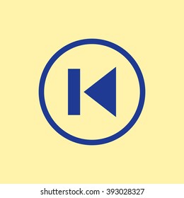 Blue Colored Previous Track Icon on Light Orange Background. Eps-10.