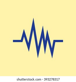 Blue Colored Pulse Icon on Light Orange Background. Eps-10.