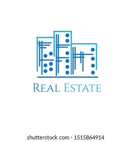 Blue colored Real Estate Logo Vector Illustration. Logo For Commercial Real Estate Company, Ready to use, made with circles and lines.