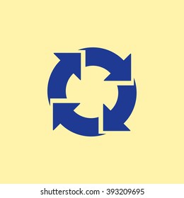 Blue Colored Reload & Recycle Icon on Light Orange Background. Eps-10.