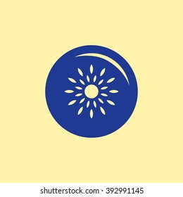 Blue Colored Ripe Passion Fruit Icon on Light Orange Background. Eps-10.