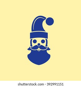 Blue Colored Santa Clause Icon on Light Orange Background. Eps-10.