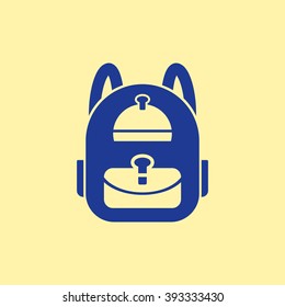 Blue Colored School Bag Icon on Light Orange Background. Eps-10.