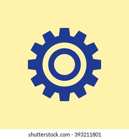 Blue Colored Setting Icon on Light Orange Background. Eps-10.