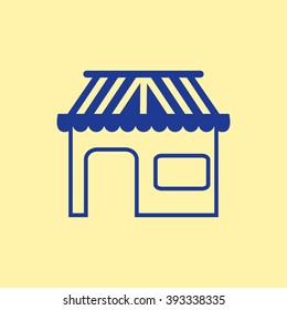 Blue Colored Shop Icon on Light Orange Background. Eps-10.