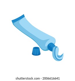 Color azul del símbolo de pasta dental simple con sombra de diseño plano estilo vectorial