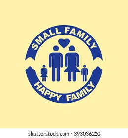 Blue Colored Small Family Icon on Light Orange Background. Eps-10.