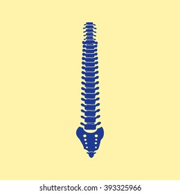 Blue Colored Spinal Cord Icon on Light Orange Background. Eps-10.