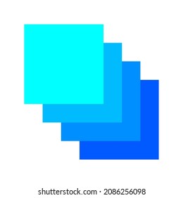 Blue colored squares icons. Hand art. Design palette. Computer paint. Simple pattern. Vector illustration. Stock image. 