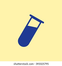 Blue Colored Testing Tube Icon on Light Orange Background. Eps-10.