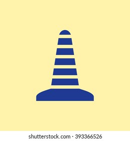 Blue Colored Traffic or Construction Cone Icon on Light Orange Background. Eps-10.