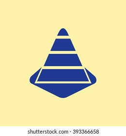 Blue Colored Traffic or Construction Cone Icon on Light Orange Background. Eps-10.