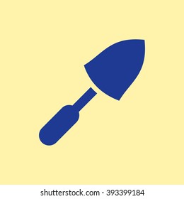 Blue Colored Trowel Icon on Light Orange Background. Eps-10.