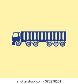 Blue Colored Truck Icon on Light Orange Background. Eps-10.
