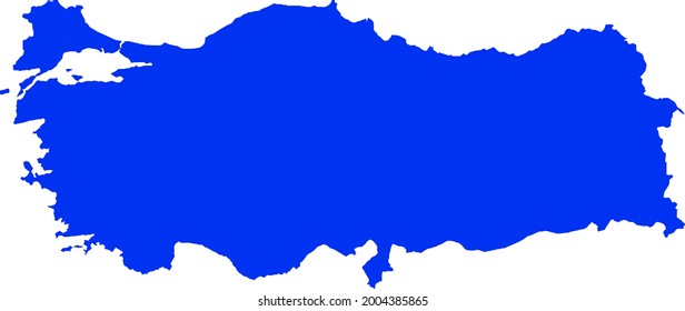 Blue colored Turkey outline map. Political turkish map. Vector illustration map.