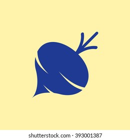 Blue Colored Turnip & beet Icon on Light Orange Background. Eps-10.