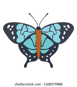 
Blue colored Ulysses butterfly flat icon image
