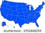 Blue colored United States of America map. Political USA map. Vector illustration map.