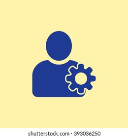 Blue Colored User Icon on Light Orange Background. Eps-10.