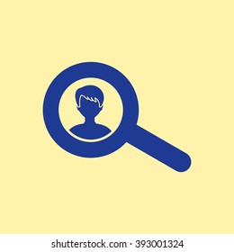Blue Colored User & Search or people Search Icon on Light Orange Background. Eps-10.