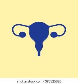 Blue Colored Uterus Icon on Light Orange Background. Eps-10.