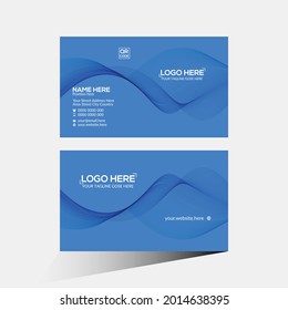 blue colored vector business card design for corporate use