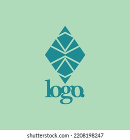 Blue colored vector rhombus logo. Logo for industry, organization, brand, event, product, and company.