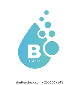 Complejo de vitamina B de color azul - ícono, Vector.