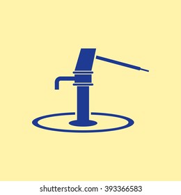 Blue Colored Water Hand pump Icon on Light Orange Background. Eps-10.