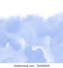 blue colored watercolor area with cloudy border on white background, vector illustration
