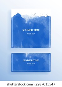 Blue colored watercolor summer background
