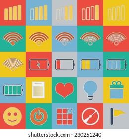 Blue colored web / mobile / seo / media icon vector set