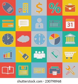 Blue colored web / mobile / seo / media icon vector set