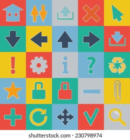 Blue colored web / mobile / seo / media icon vector set