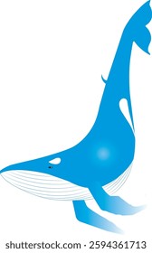 Blue colored whale drawn in vector