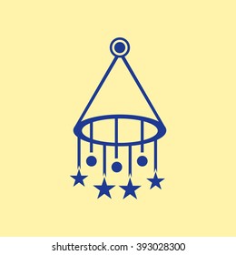 Blue Colored Wind Chimes Icon on Light Orange Background. Eps-10.