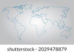 blue colored world map outline on gray background