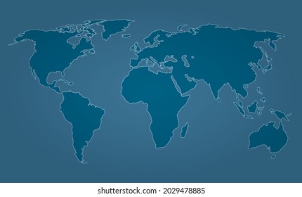 blue colored world map outline on blue background